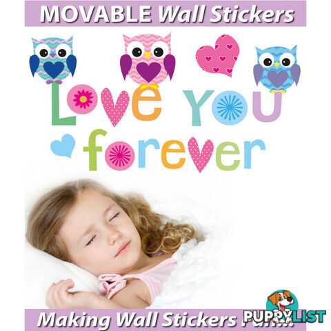 Medium Size Love Forever Owls Wall Sticker - Totally Movable