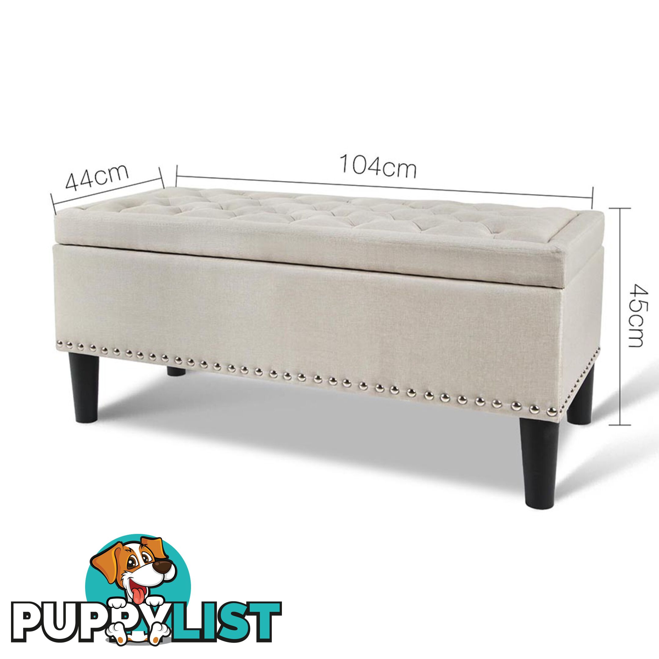 Linen Fabric Storage Ottoman with Studs _ÑÐ Taupe