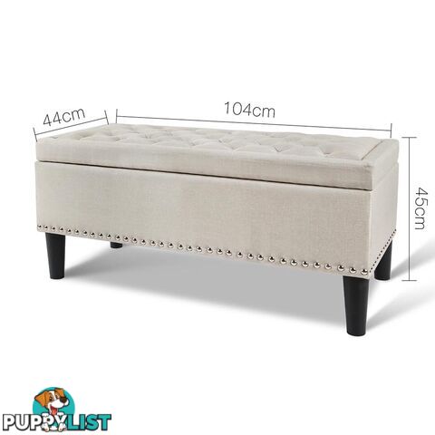 Linen Fabric Storage Ottoman with Studs _ÑÐ Taupe