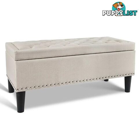 Linen Fabric Storage Ottoman with Studs _ÑÐ Taupe