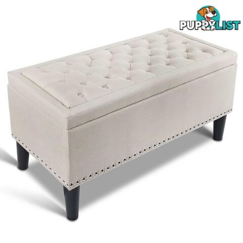 Linen Fabric Storage Ottoman with Studs _ÑÐ Taupe