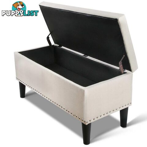 Linen Fabric Storage Ottoman with Studs _ÑÐ Taupe