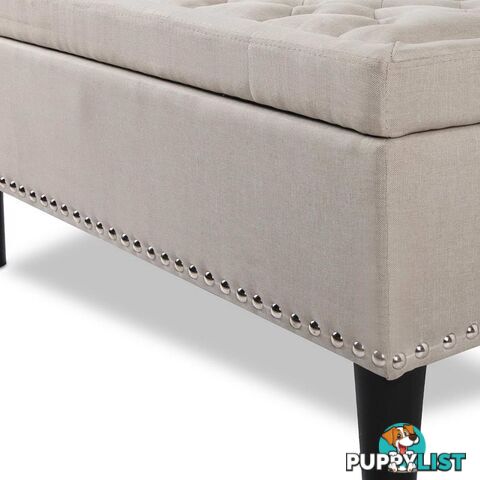 Linen Fabric Storage Ottoman with Studs _ÑÐ Taupe