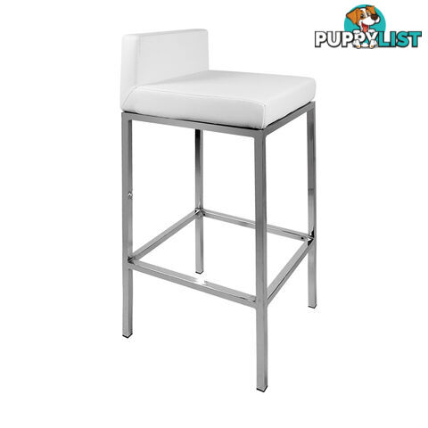 Set of 2 PU Leather Kitchen Bar Stool White