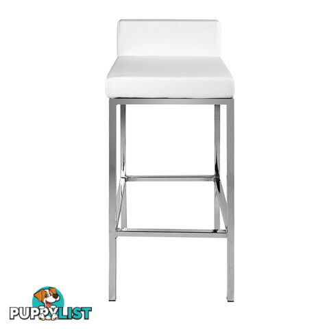 Set of 2 PU Leather Kitchen Bar Stool White