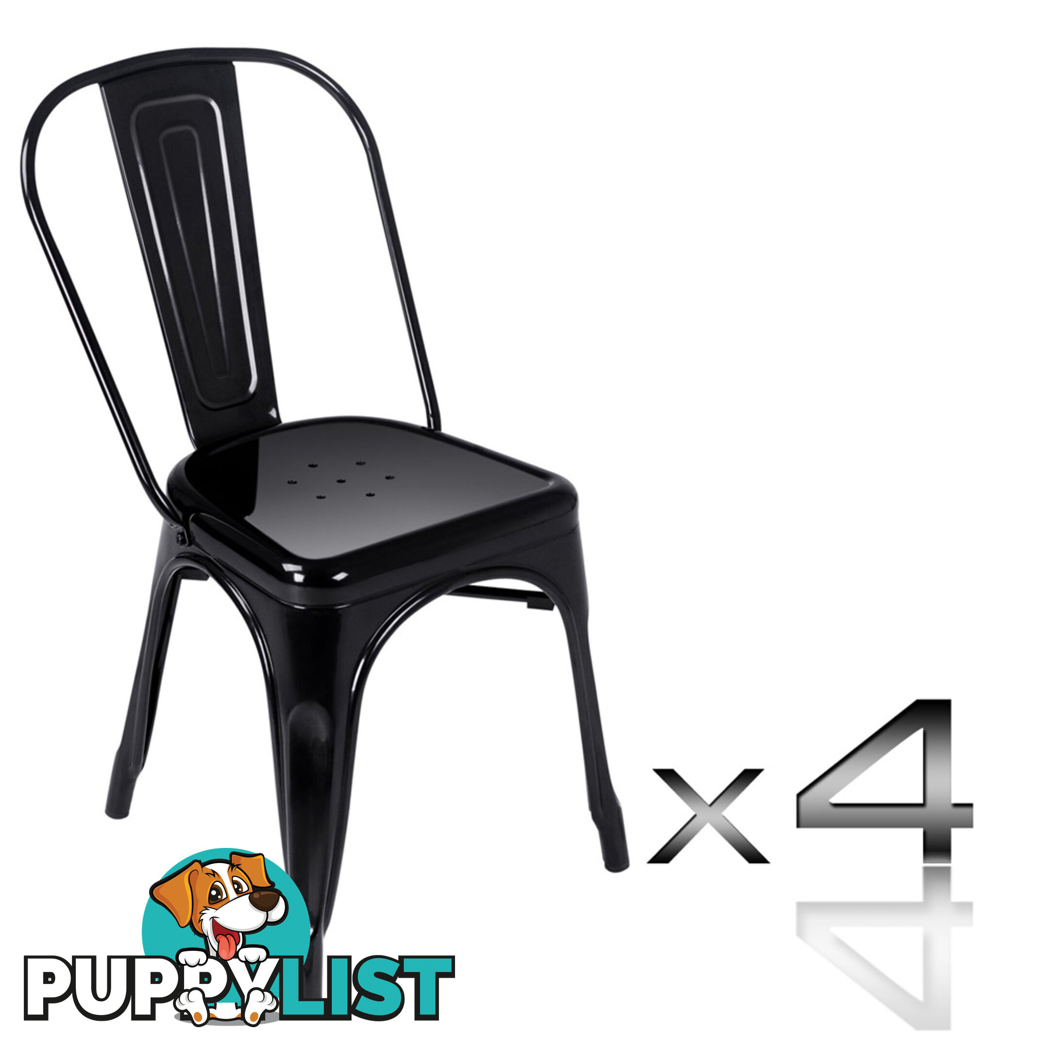 Set of 4 Replica Tolix Dining Metal Chair Gloss Black