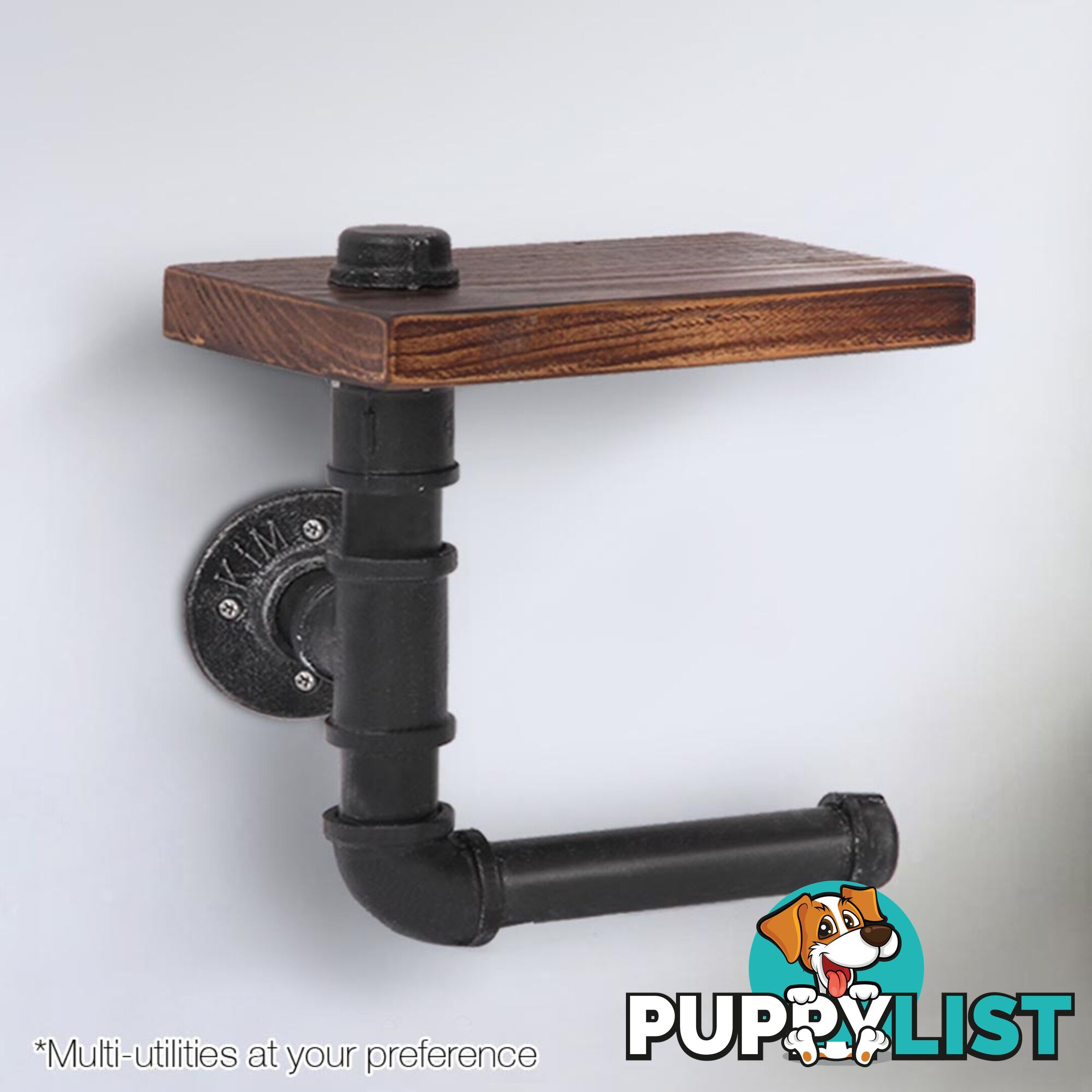 Rustic Industrial DIY Floating Pipe Shelf Paper Holder