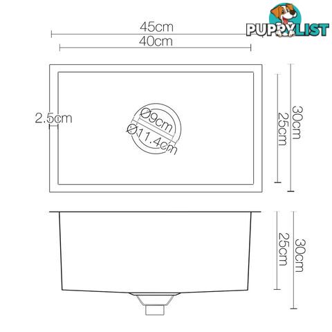 Stainless Steel Kitchen Laundry Sink with Strainer Waste 450 x 300mm