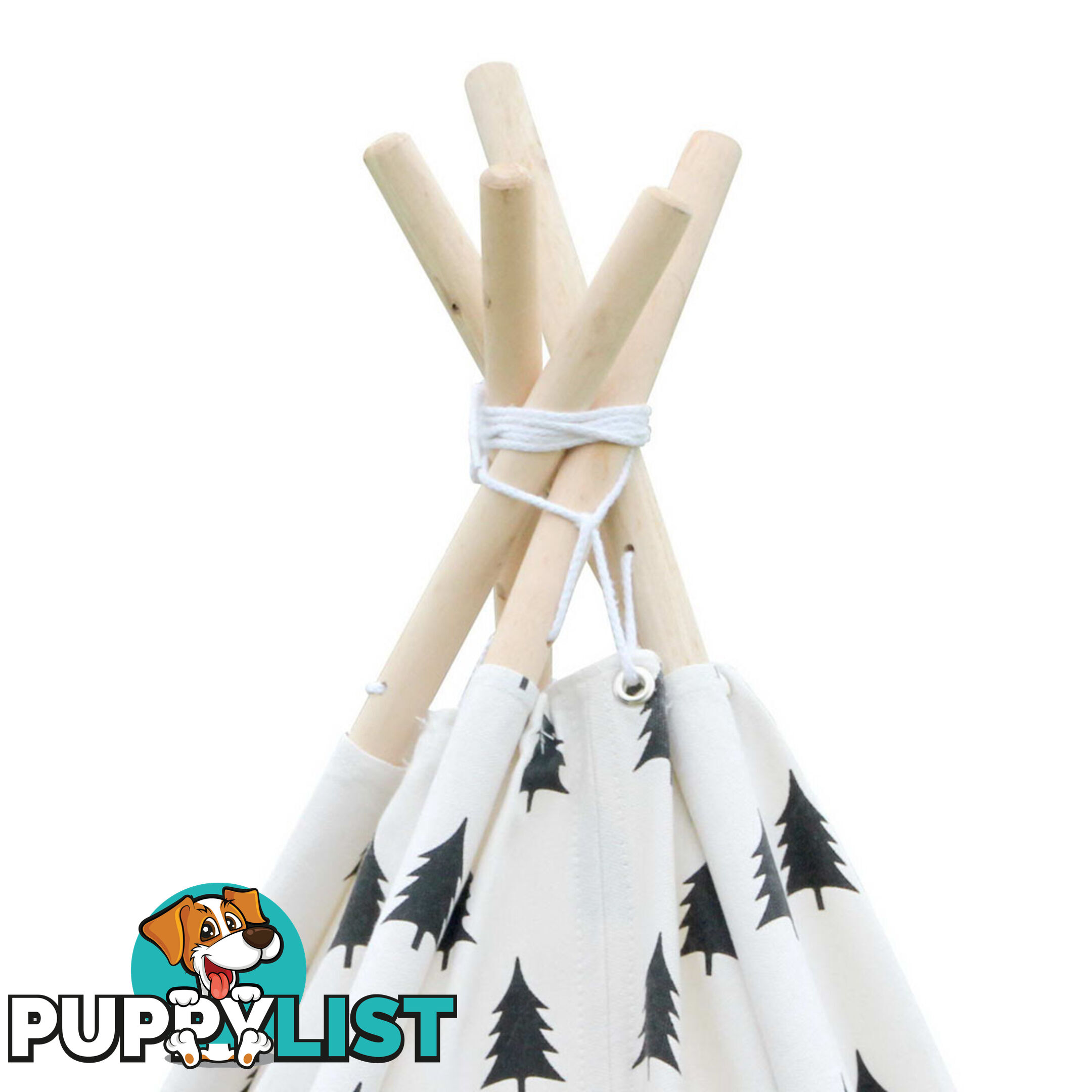 5 Poles Teepee Tent w/ Storage Bag Black White