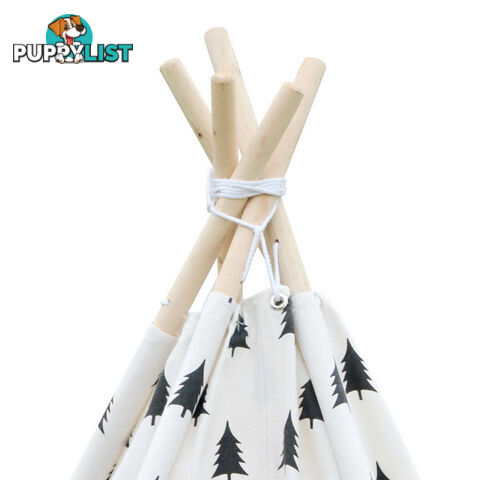 5 Poles Teepee Tent w/ Storage Bag Black White