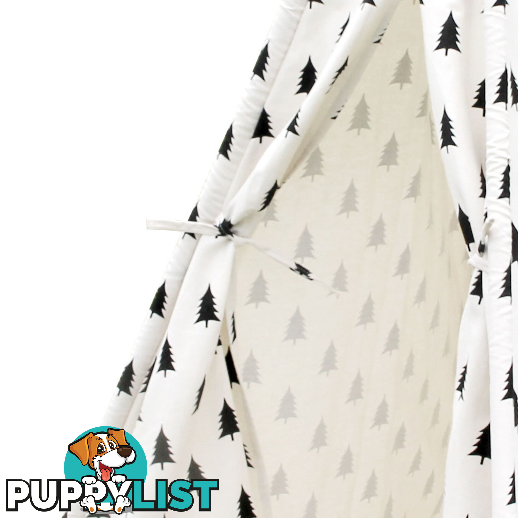 5 Poles Teepee Tent w/ Storage Bag Black White