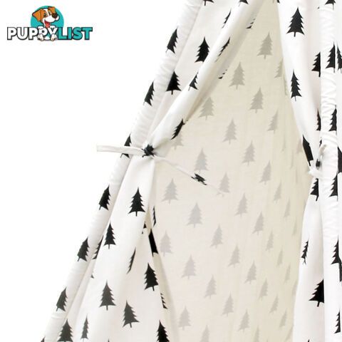 5 Poles Teepee Tent w/ Storage Bag Black White