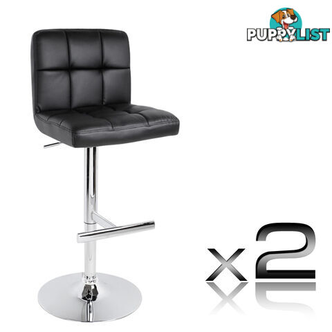 Set of 2 PU Leather Kitchen Bar Stool Black