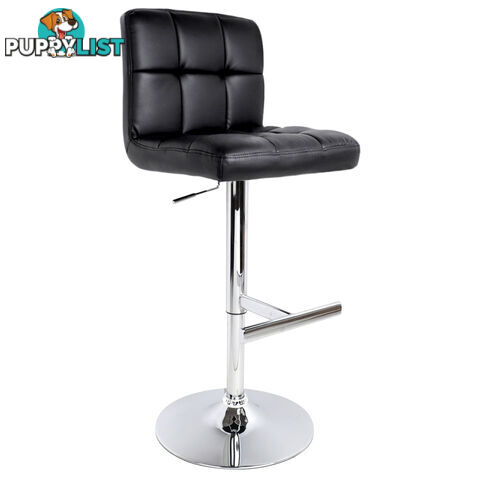 Set of 2 PU Leather Kitchen Bar Stool Black