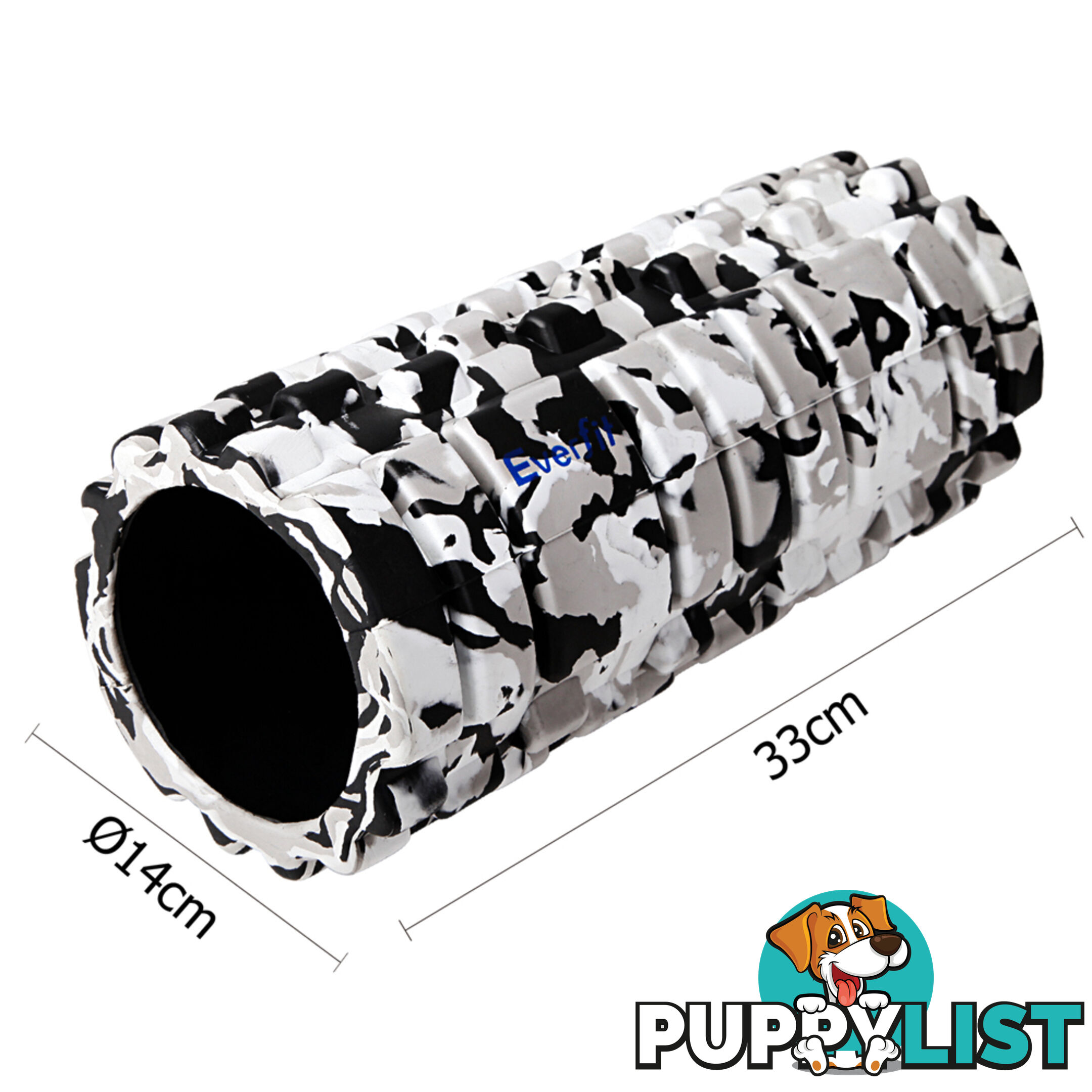 Yoga Gym Pilates EVA Stick Foam Roller Grey 33 x 14cm