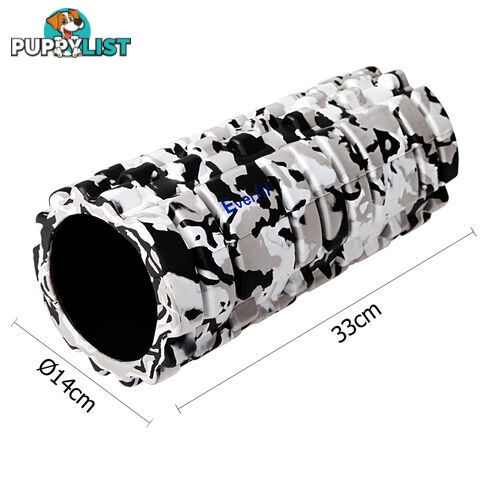 Yoga Gym Pilates EVA Stick Foam Roller Grey 33 x 14cm