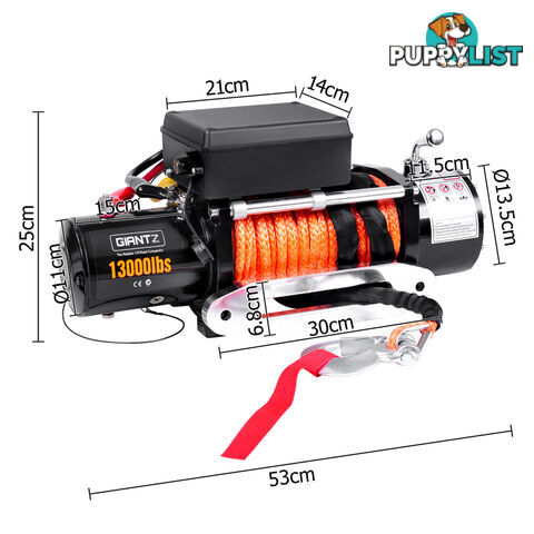 12V 13000 LBS Wireless Synthetic Rope Electric Winch