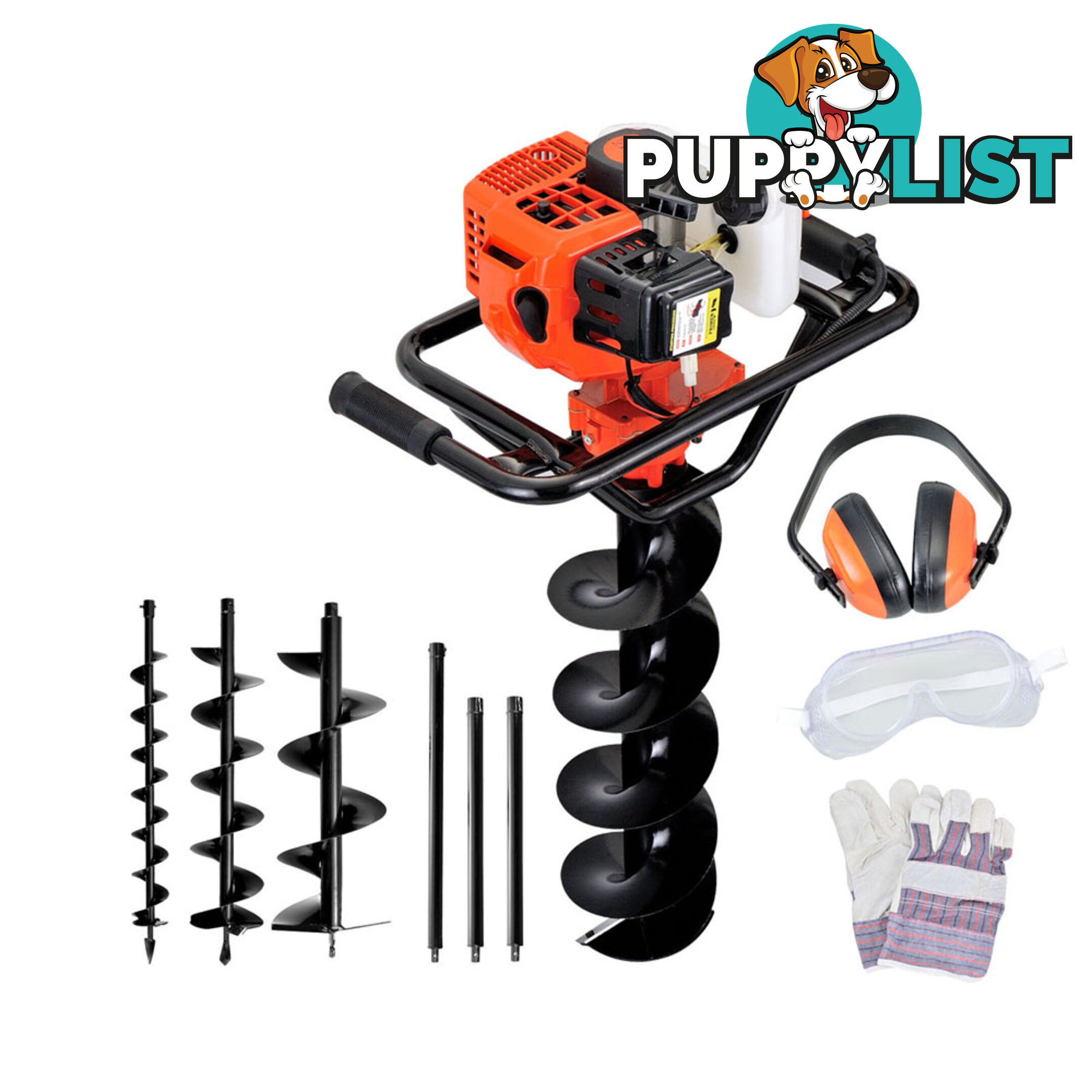 88cc Petrol Post Hole Digger Earth Auger Drill Kit Set