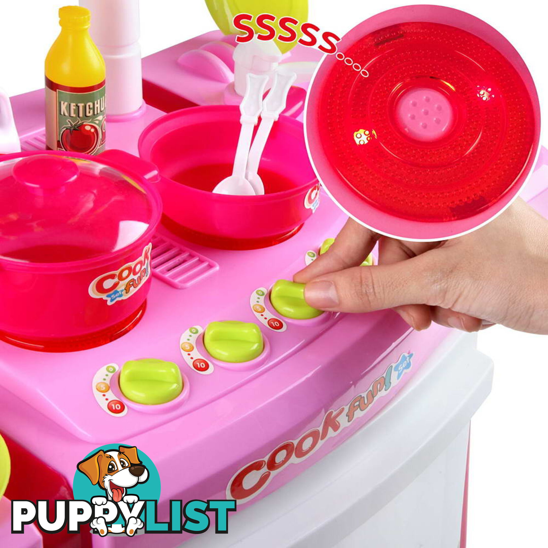 Kids Play Set Little Chef Kitchen 25 Piece - Pink