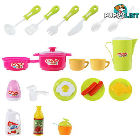 Kids Play Set Little Chef Kitchen 25 Piece - Pink