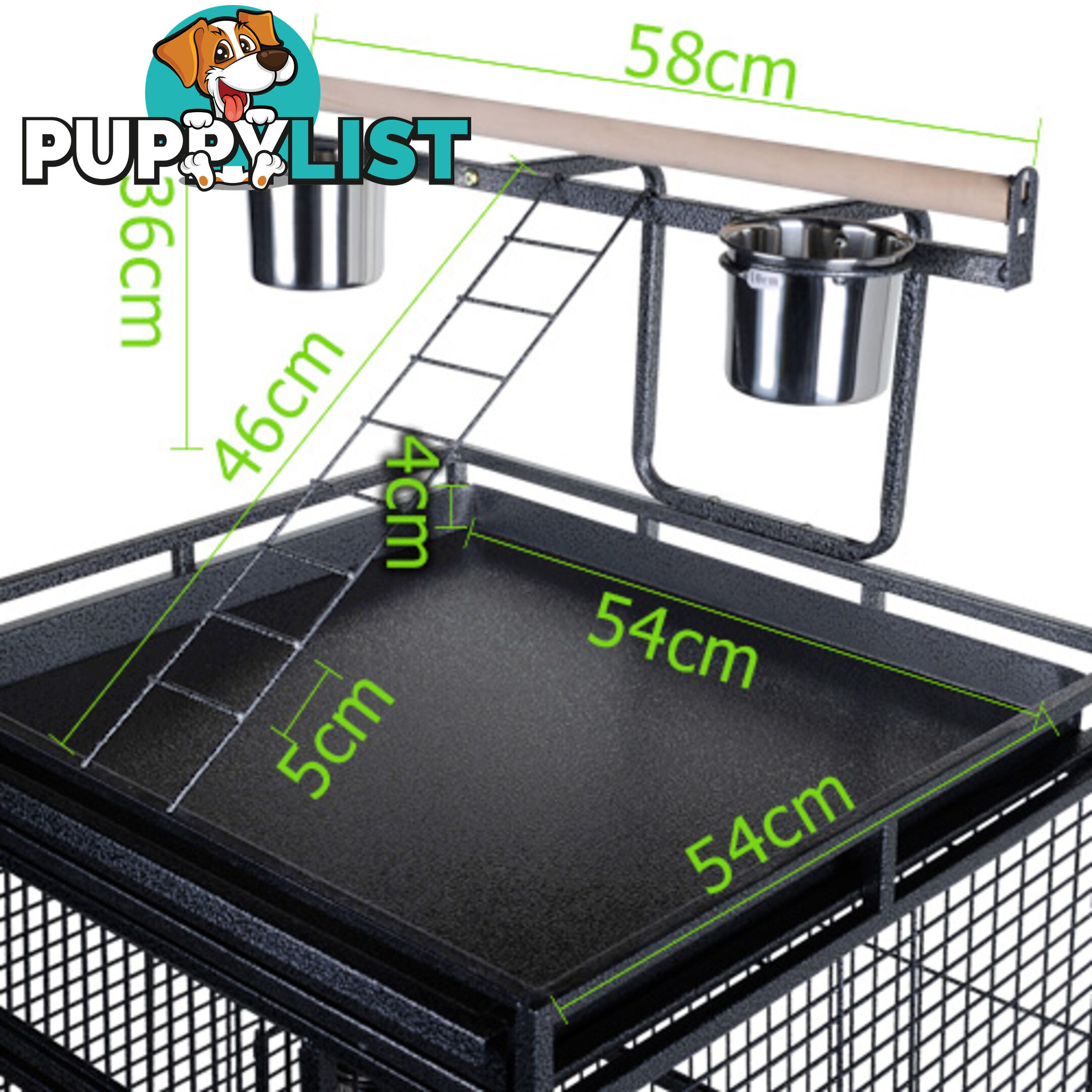 Parrot Pet Aviary Bird Cage 170cm Black