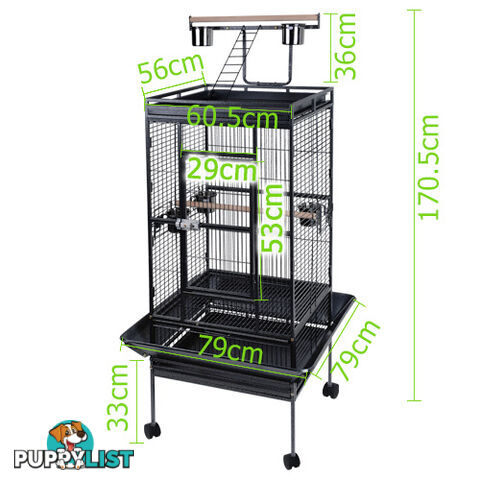 Parrot Pet Aviary Bird Cage 170cm Black