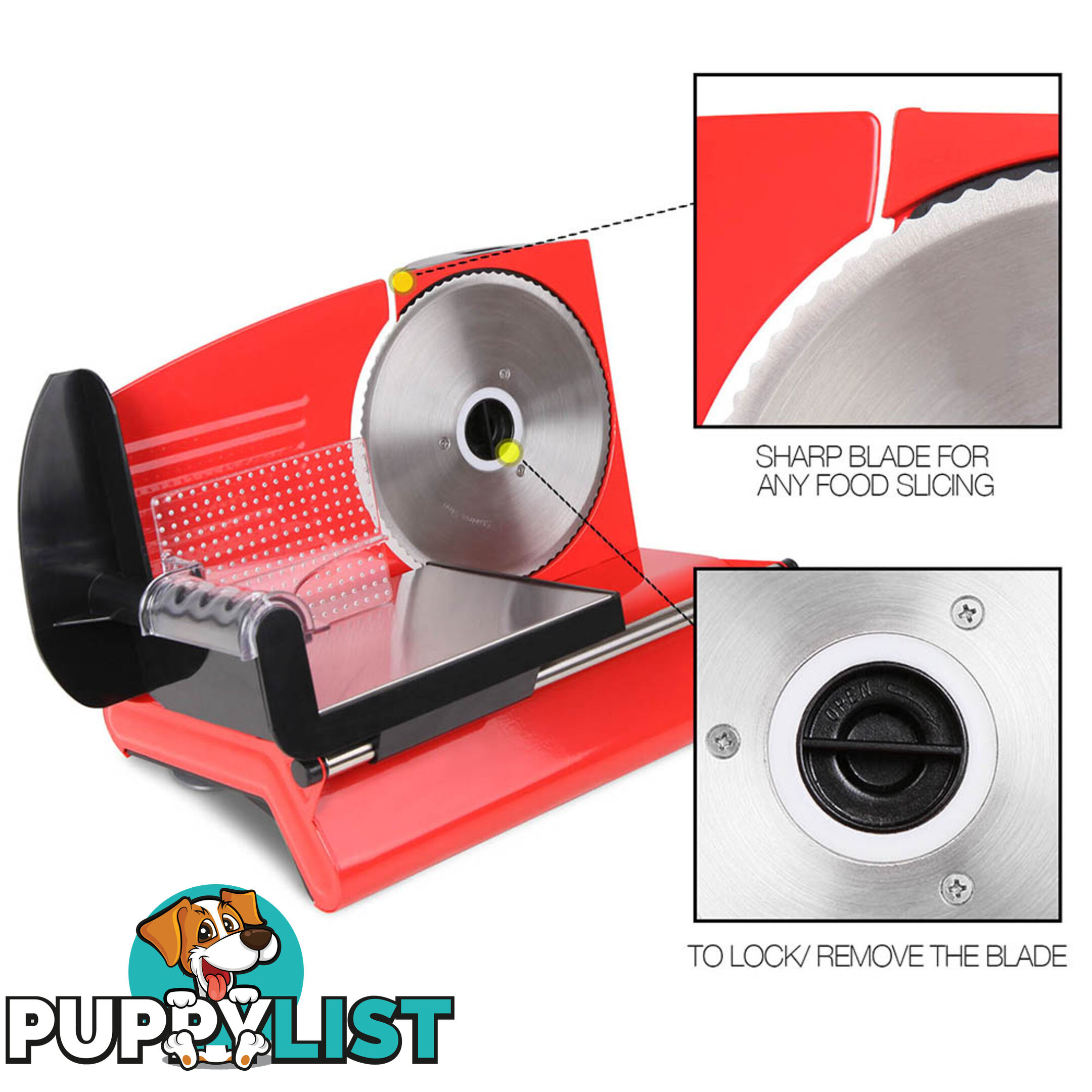 150W  Meat Slicer with Stainless Steel Blade - Red