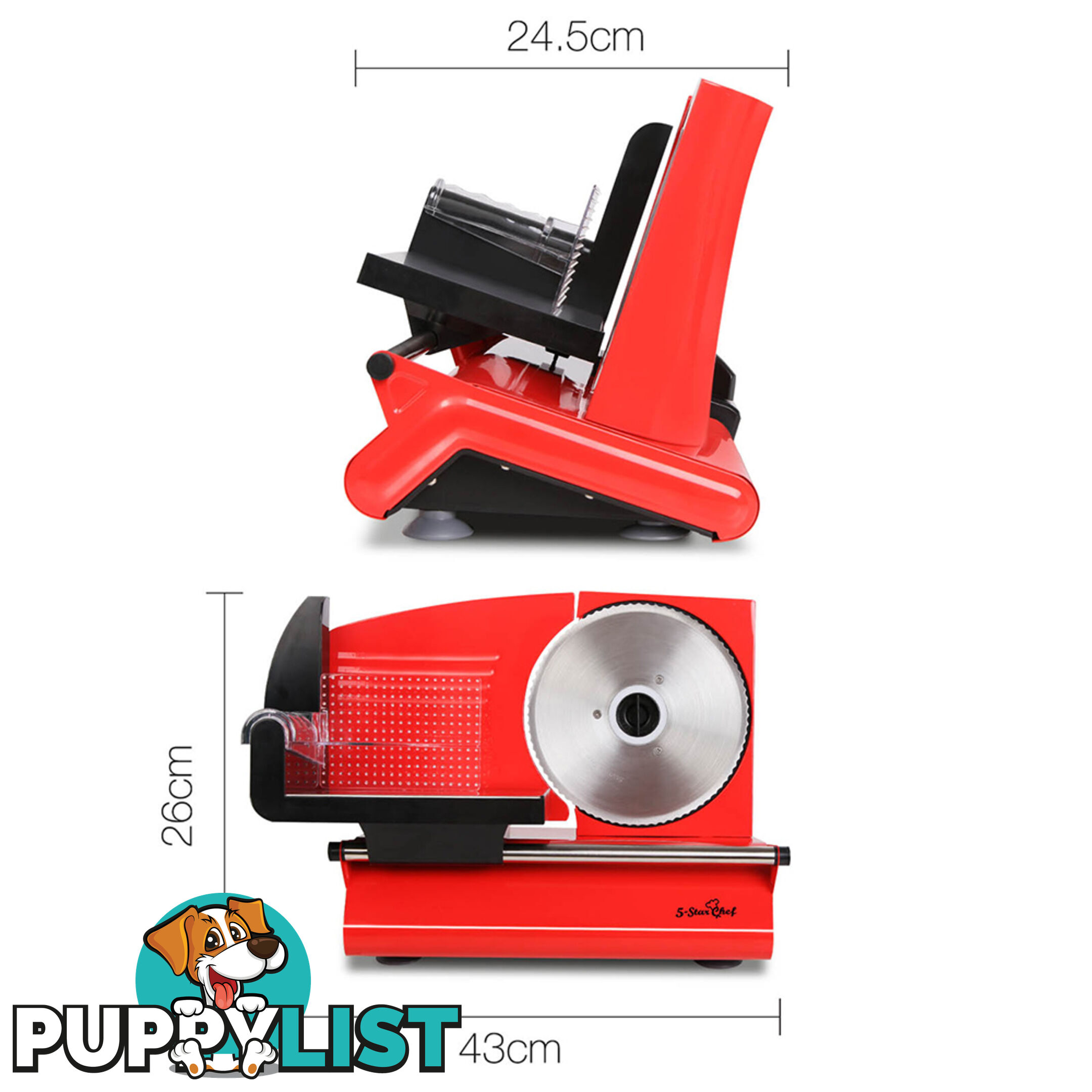 150W  Meat Slicer with Stainless Steel Blade - Red