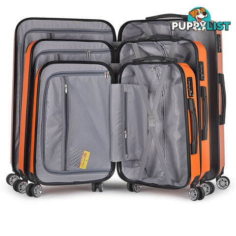 Set of 3 Hard Shell Travel Luggage with TSA Lock - Orange