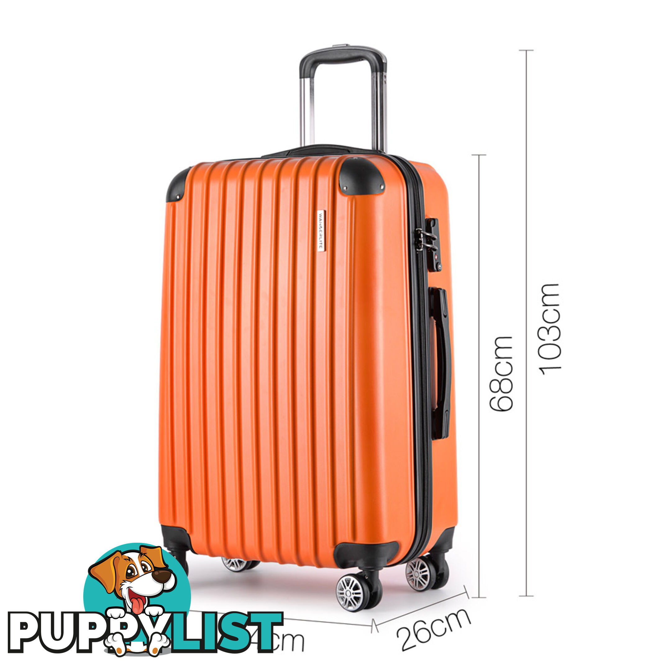 Set of 3 Hard Shell Travel Luggage with TSA Lock - Orange