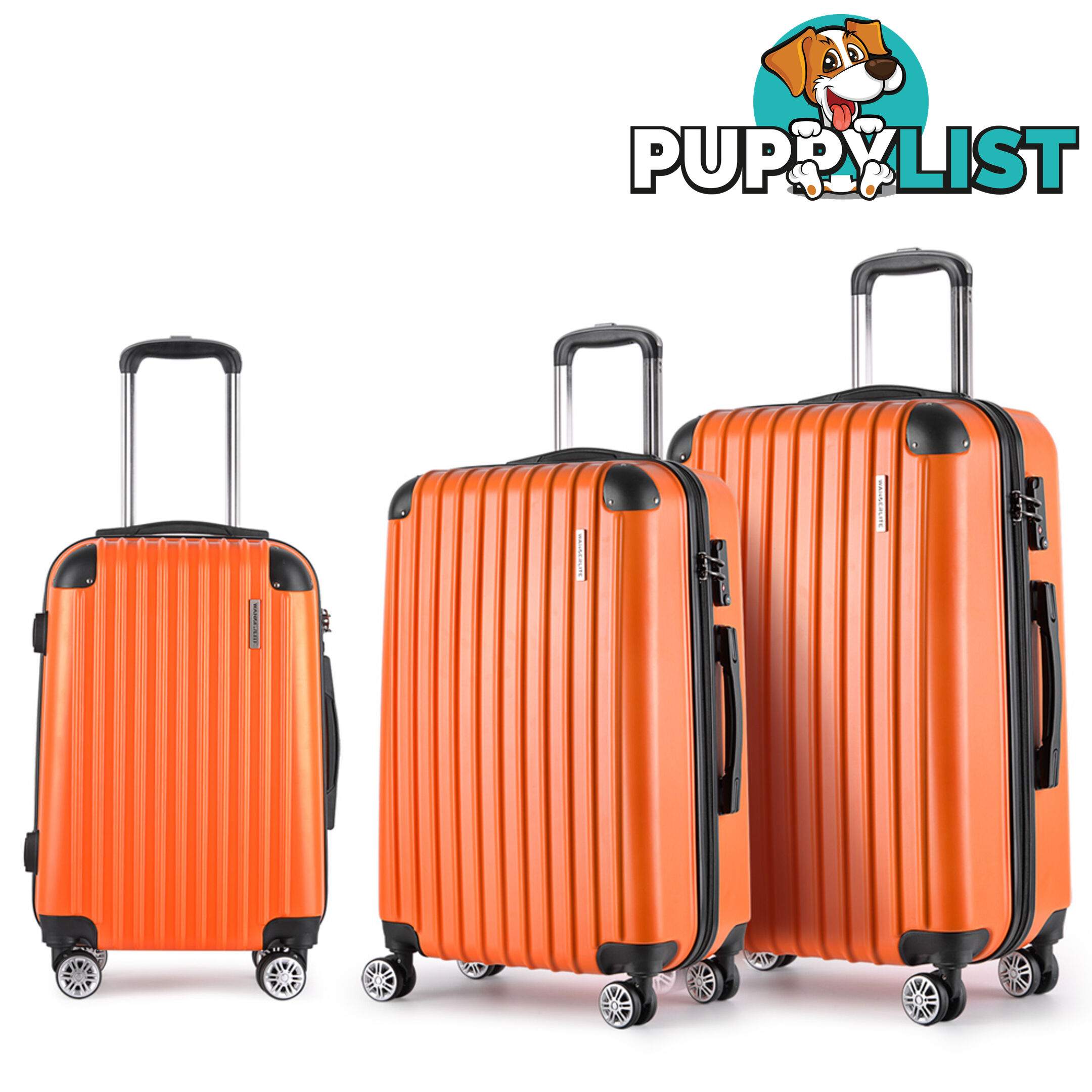 Set of 3 Hard Shell Travel Luggage with TSA Lock - Orange