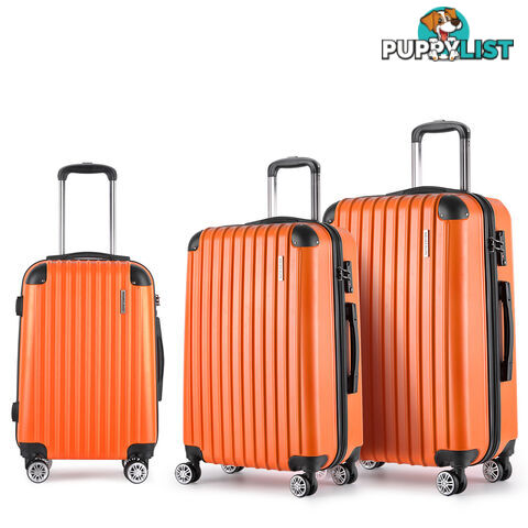 Set of 3 Hard Shell Travel Luggage with TSA Lock - Orange