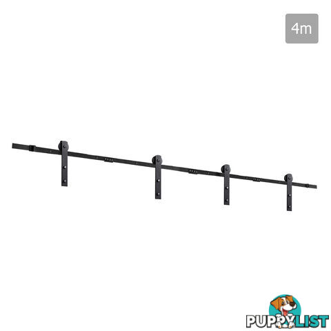 Sliding Barn Door Hardware Track Set Matte Powder Coat Steel Black - 4M