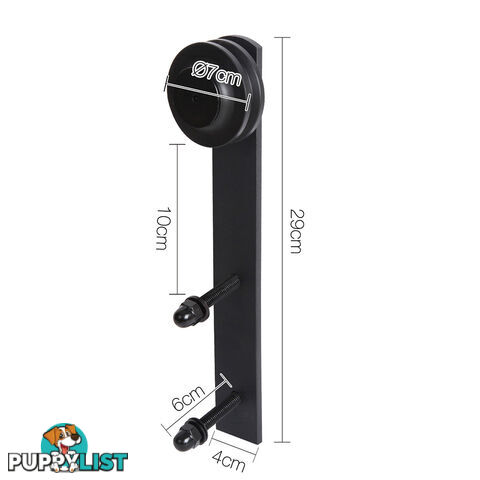 Sliding Barn Door Hardware Track Set Matte Powder Coat Steel Black - 4M