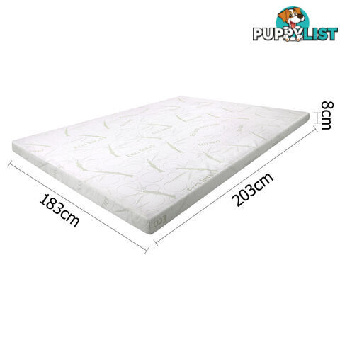 Cool Gel Memory Foam Mattress Topper w/ Bamboo Fabric Cover 8cm King