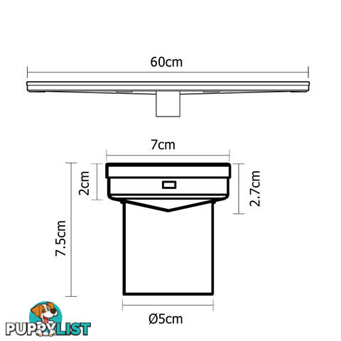 Tile Insert Stainless Steel Shower Grate Drain Floor Bathroom 600mm