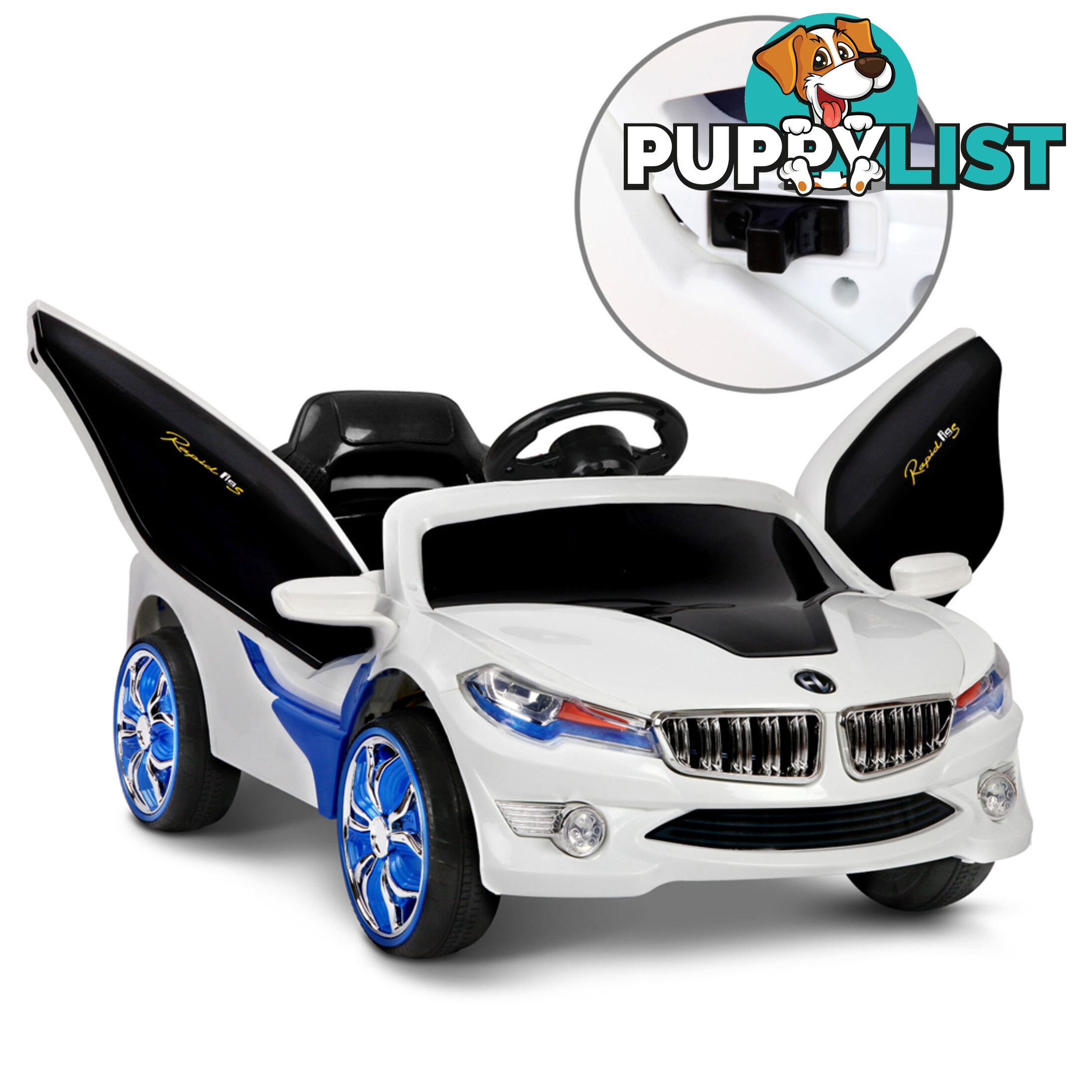 Kids Ride on Car w/ Remote Control Blue White