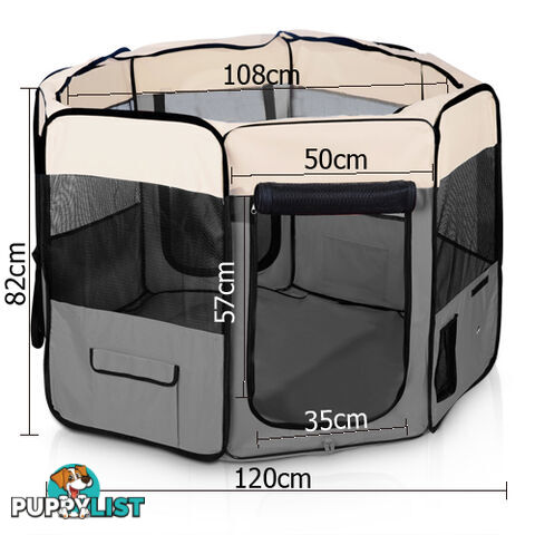 Pet Dog Puppy Cat Exercise Playpen Crate Cage Tent Grey