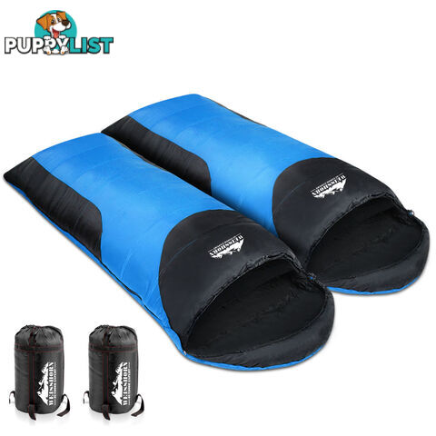 Camping Envelope Sleeping Double Bag Blue Black