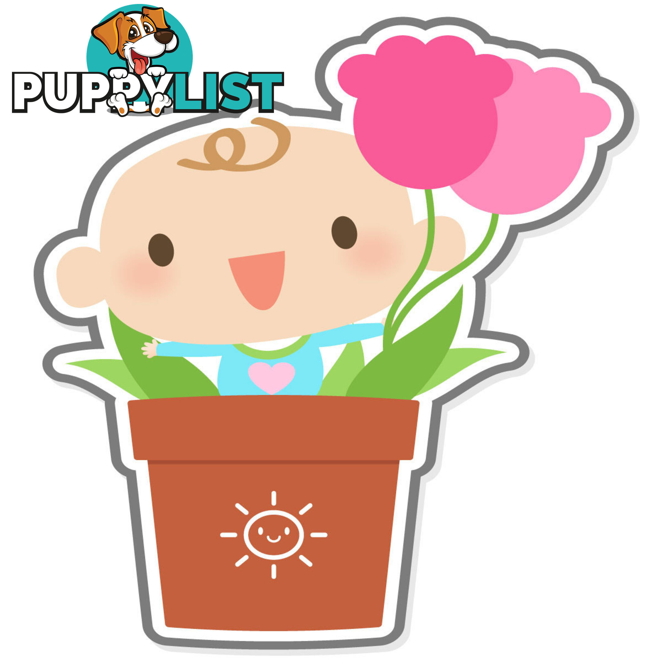 10 X Flowerpot Boy Wall Stickers - Totally Movable