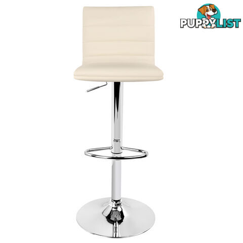 Set of 2 PU Leather Kitchen Bar Stool Beige