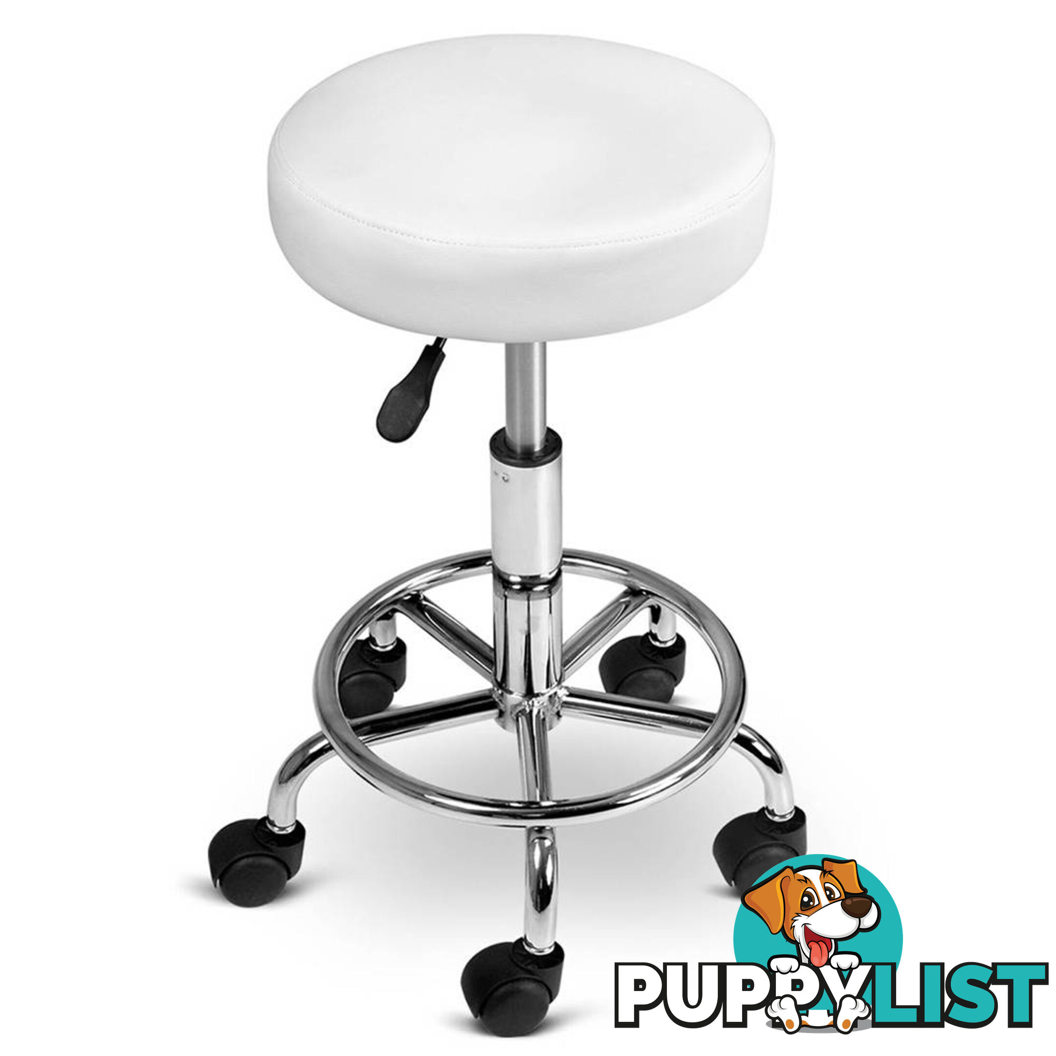 Round PU Swivel Salon Stool White