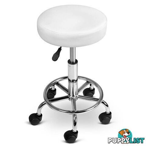 Round PU Swivel Salon Stool White