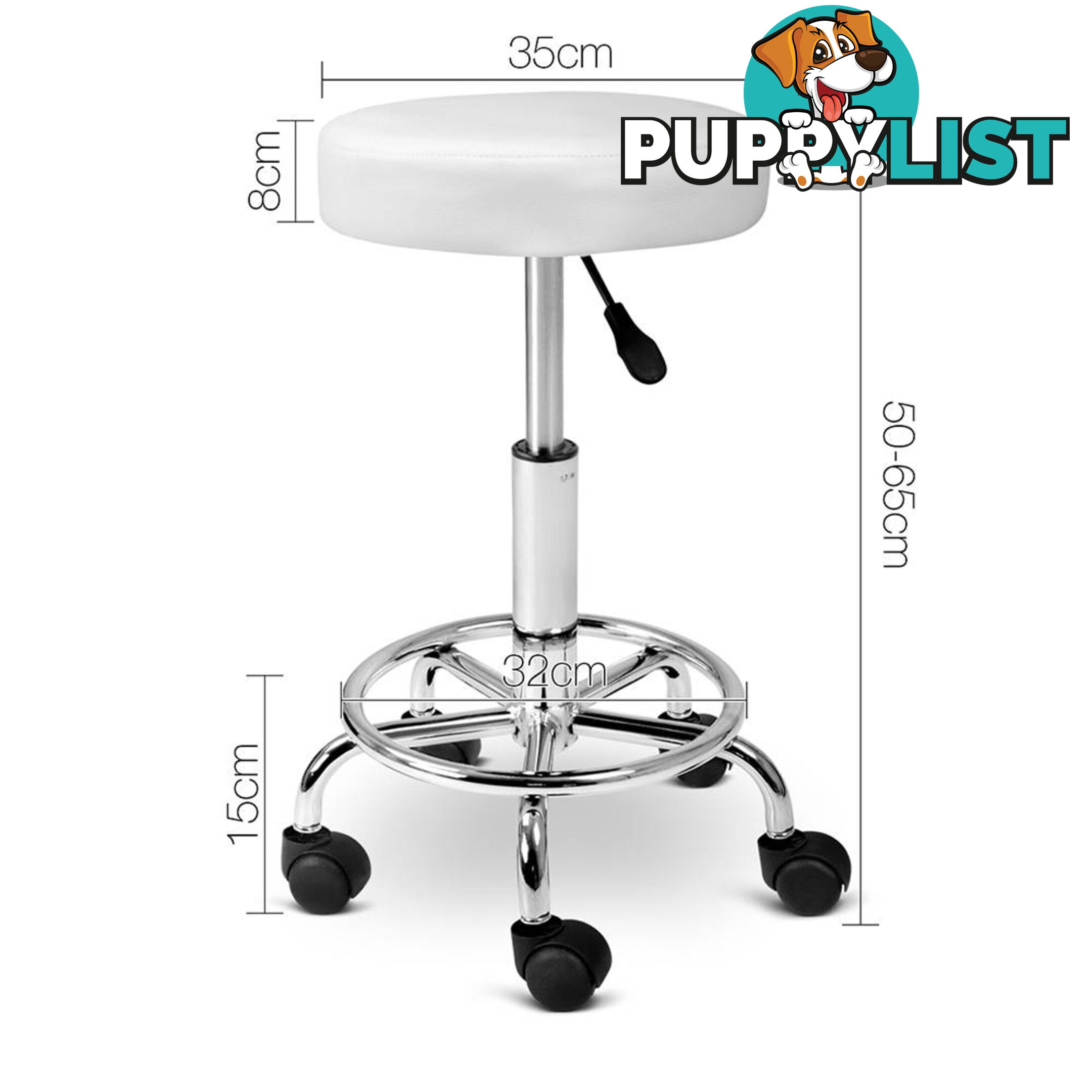 Round PU Swivel Salon Stool White