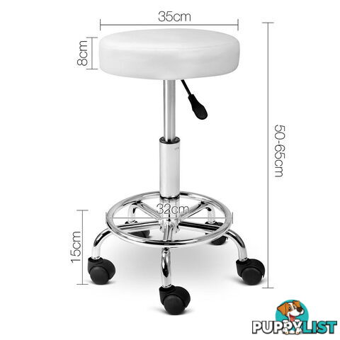 Round PU Swivel Salon Stool White