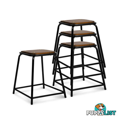 Set of 4 Stackable Wooden Seat Stools _ÑÐ 48.5CM