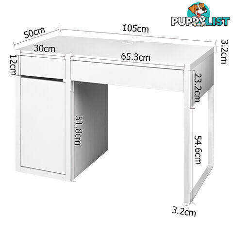 Office Study Computer Desk Cabinet White