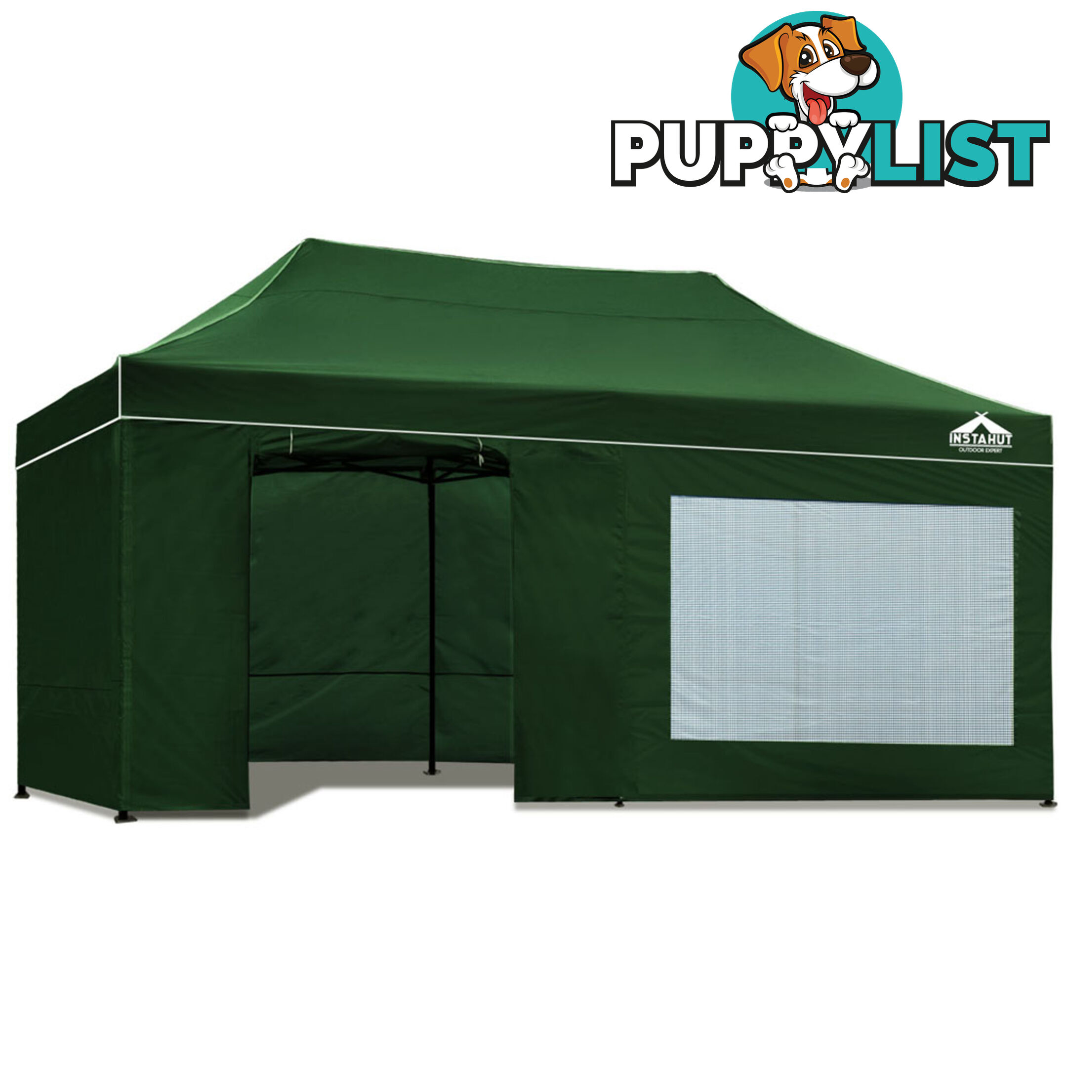 3x6 Pop Up Gazebo Hut with Sandbags Green