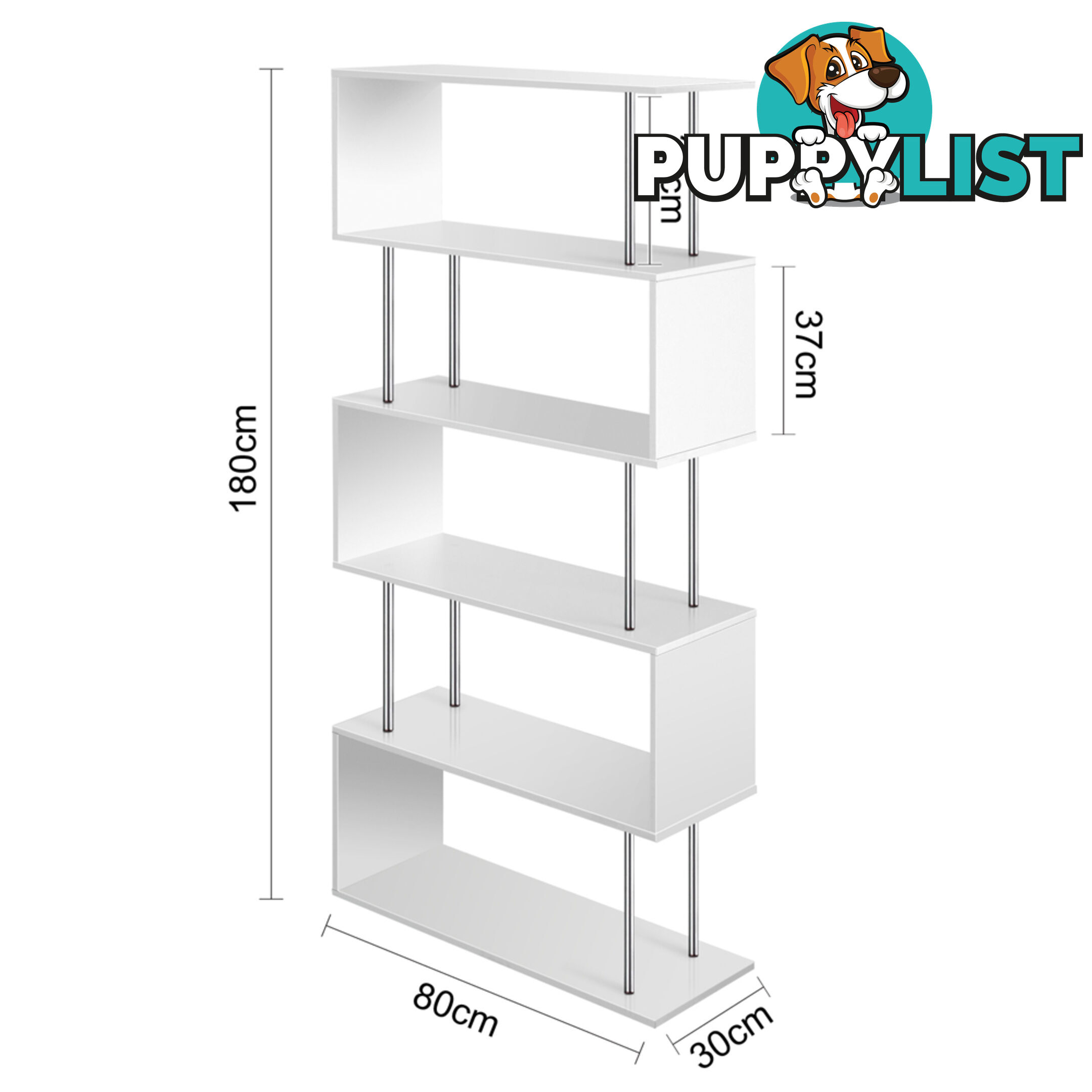 5 Tier Display/Book/Storage Shelf Unit White