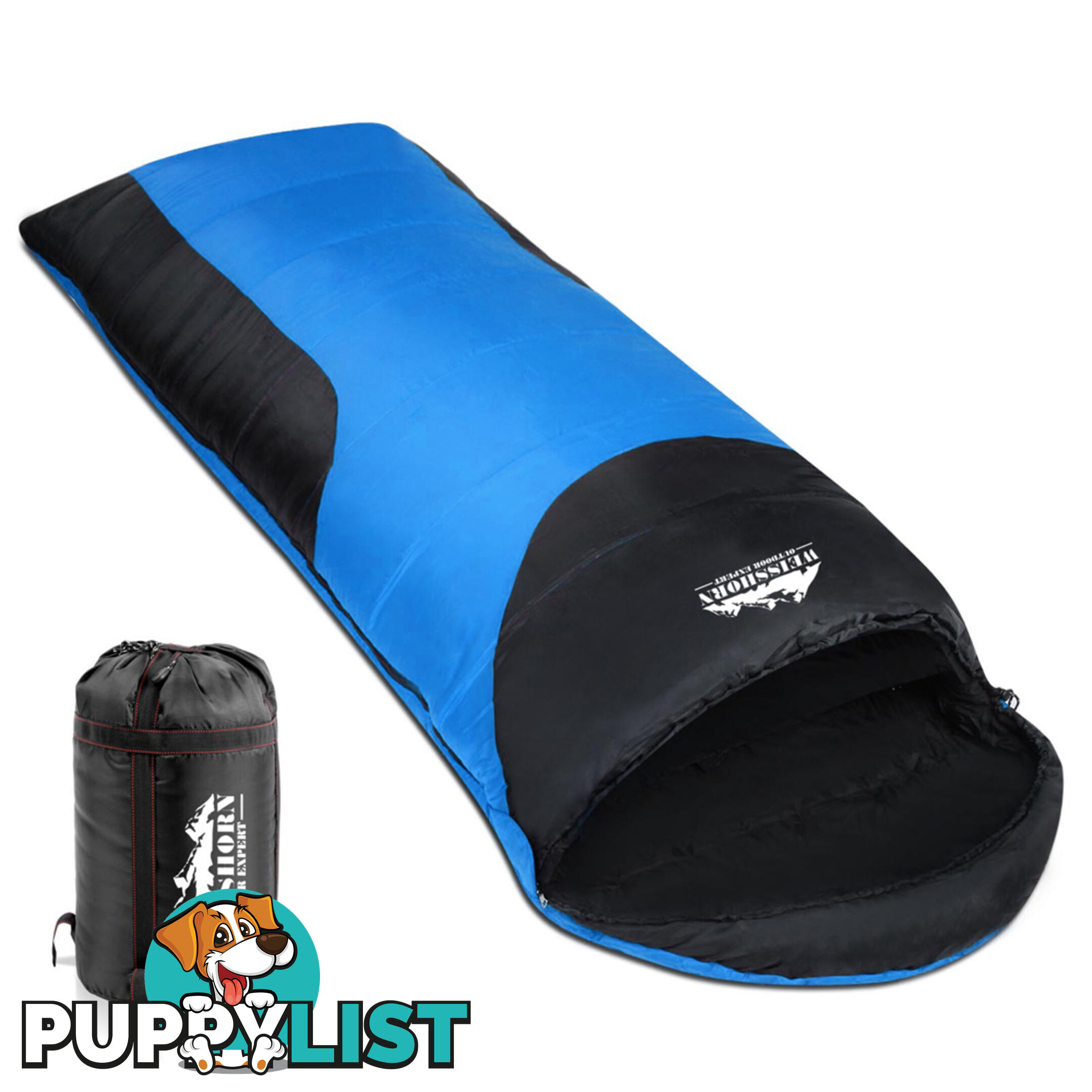 Camping Envelope Sleeping Bag Single Blue Black